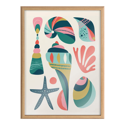 Blake Modern Colorful Seashells Framed Printed Glass by kateandlaurel - product image 2 for Resin Society