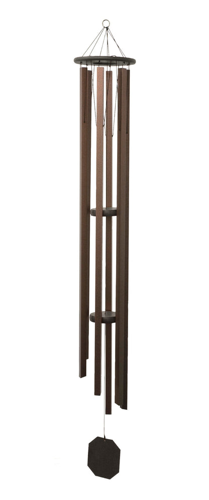 Amish handmade square aluminum wind chimes in outdoor garden setting