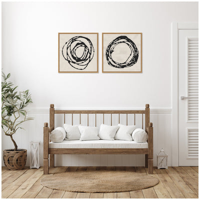 Sylvie Flowing Circle Abstracts - 2 Piece Framed Canvas Art Set