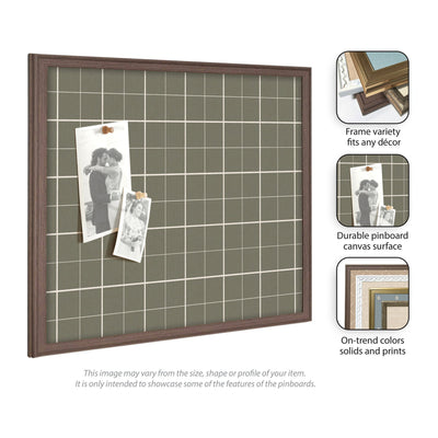 Framed Fabric Pinboard Sage Green Plaid Wall Organization