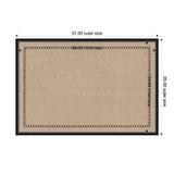 Rectangular pinboard with a beige center bordered by a black scalloped pattern and framed by a thin black outer border, measuring approximately 37 by 25 units.
