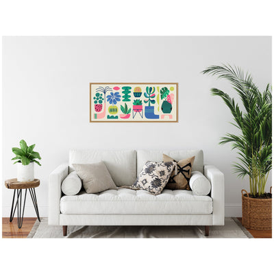 Sylvie Retro Bright Floral and Succulent Panel Framed Canvas by Rachel Lee