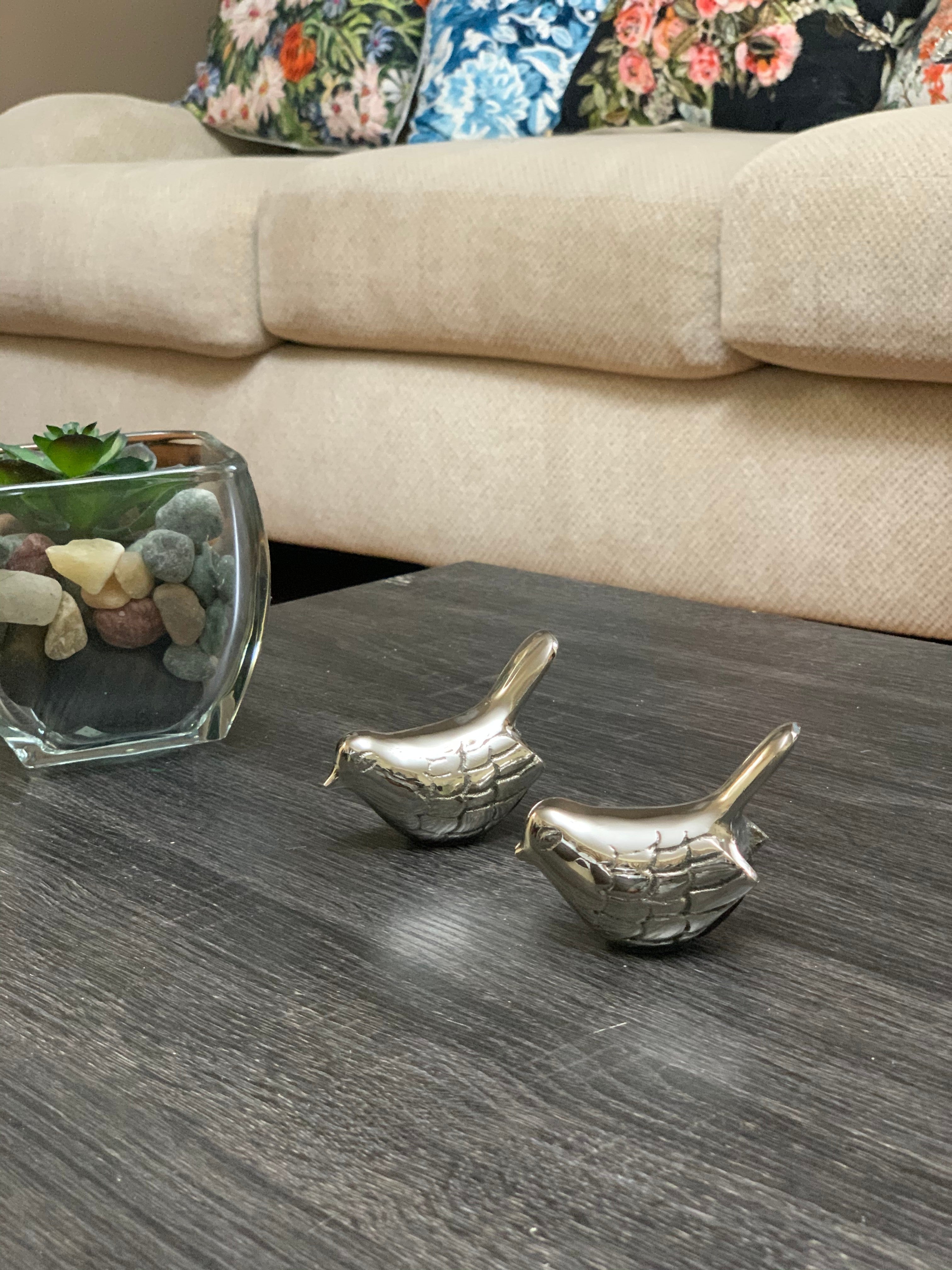 Vibhsa Bird Figurines Symbols of Health & Happiness (Silver Rustic)