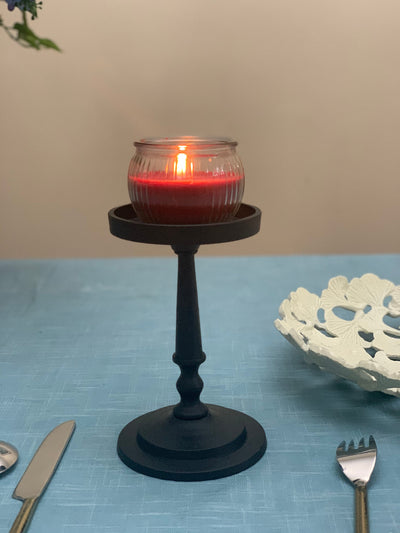 Vibhsa Pillar Candle Holder - Matte Black (7"H)