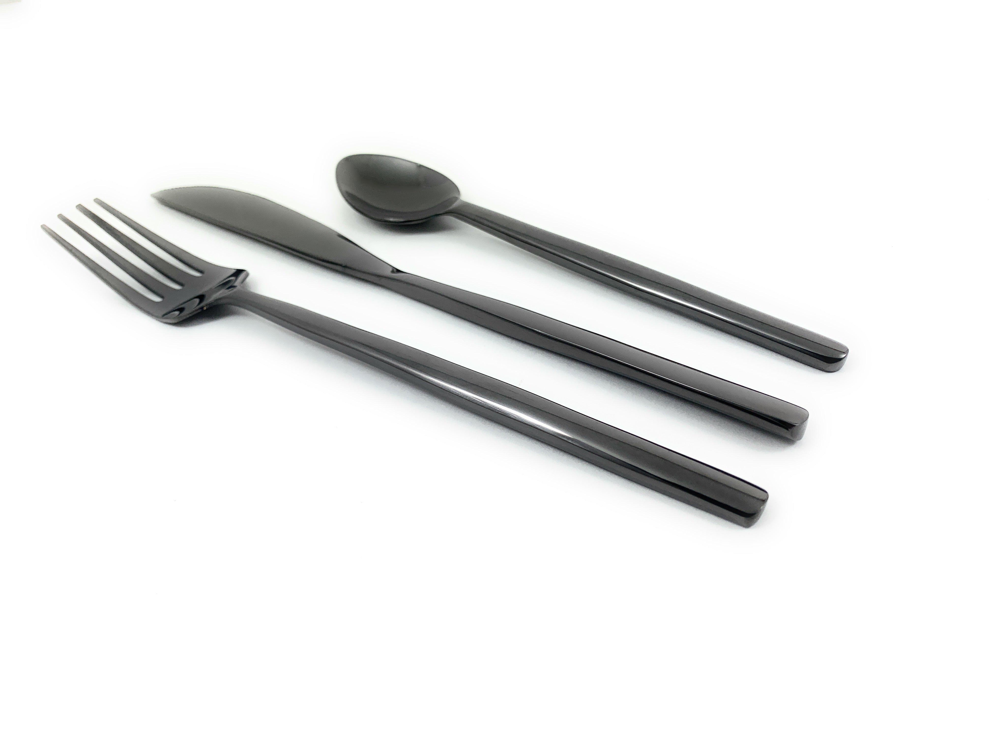 Vibhsa Stainless Steel Flatware 18-piece set including knives, forks, and teaspoons arranged on a neutral surface