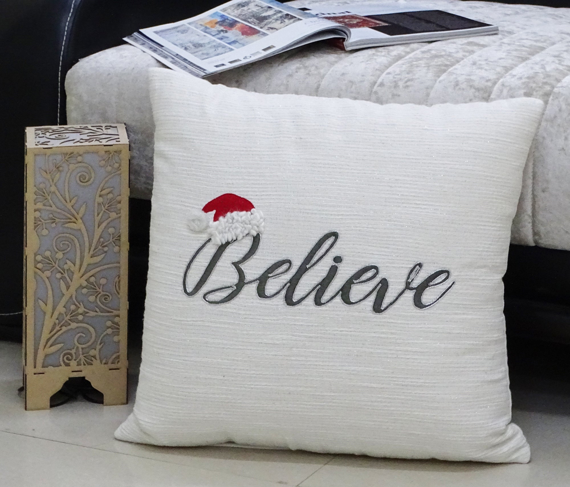 Vibhsa 20" x 20" Christmas Pillow - Believe