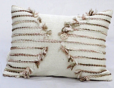 Pink 14" X 20" Embroidered Throw Pillow by Vibhsa