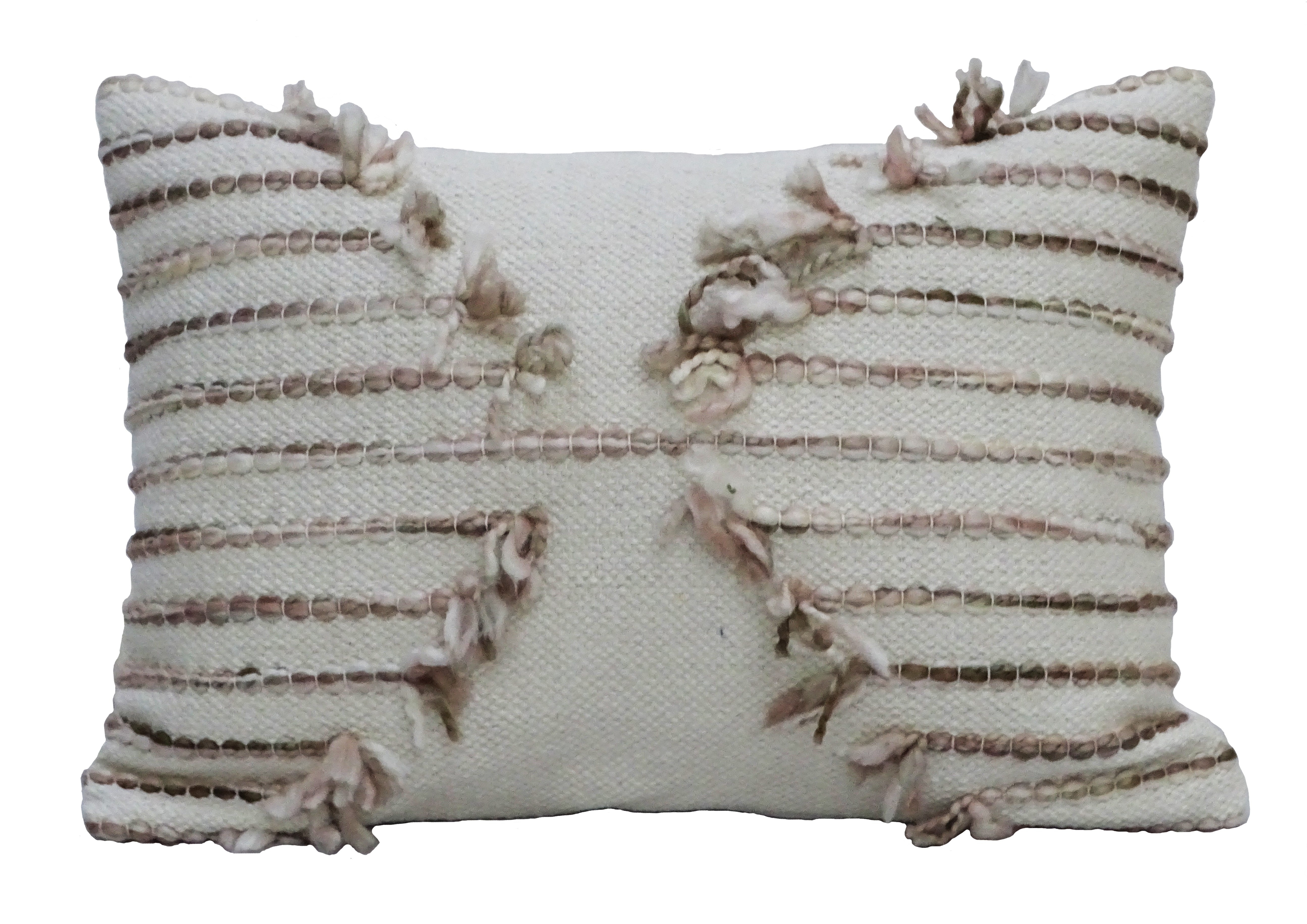 Pink 14" X 20" Embroidered Throw Pillow by Vibhsa