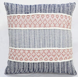 22" X 22" Decorative Throw Pillow featuring black vertical stripes with braided detailing and tassels on a couch