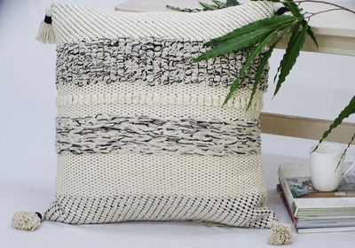 Modern 22" X 22" Throw Pillow for Couch with Tassels