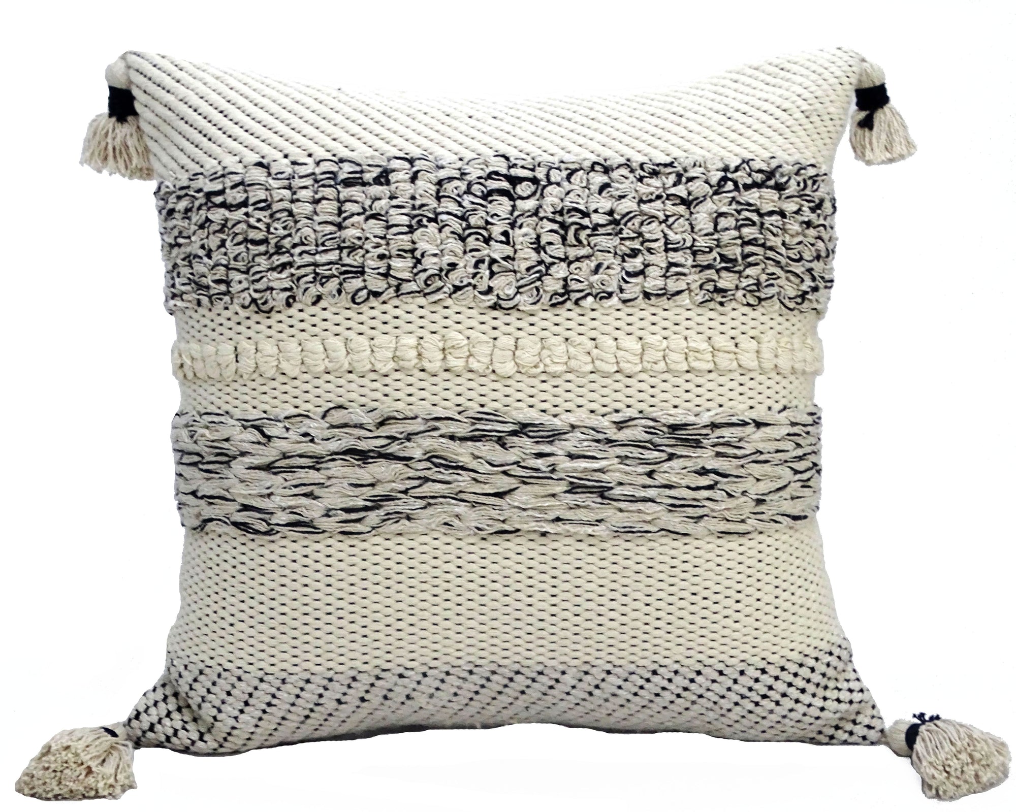 Modern 22" X 22" Throw Pillow for Couch with Tassels