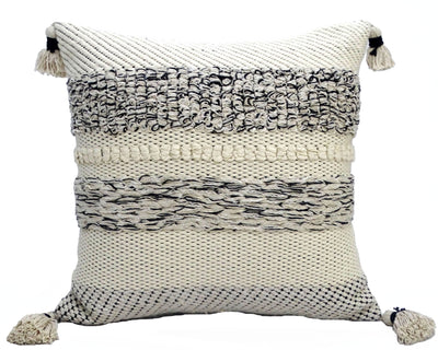 Modern 22" X 22" Throw Pillow for Couch with Tassels