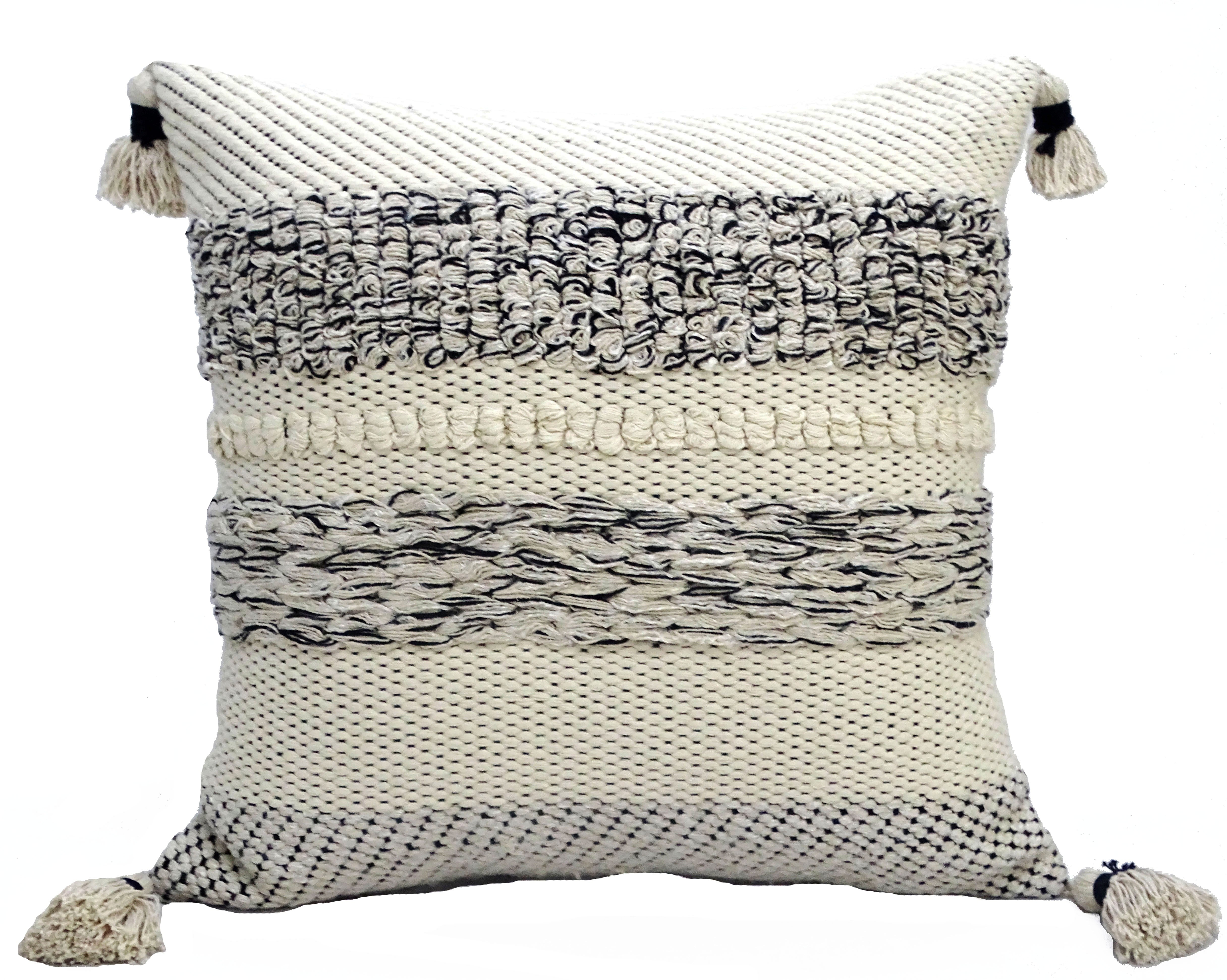 Modern 22" X 22" Throw Pillow for Couch with Tassels