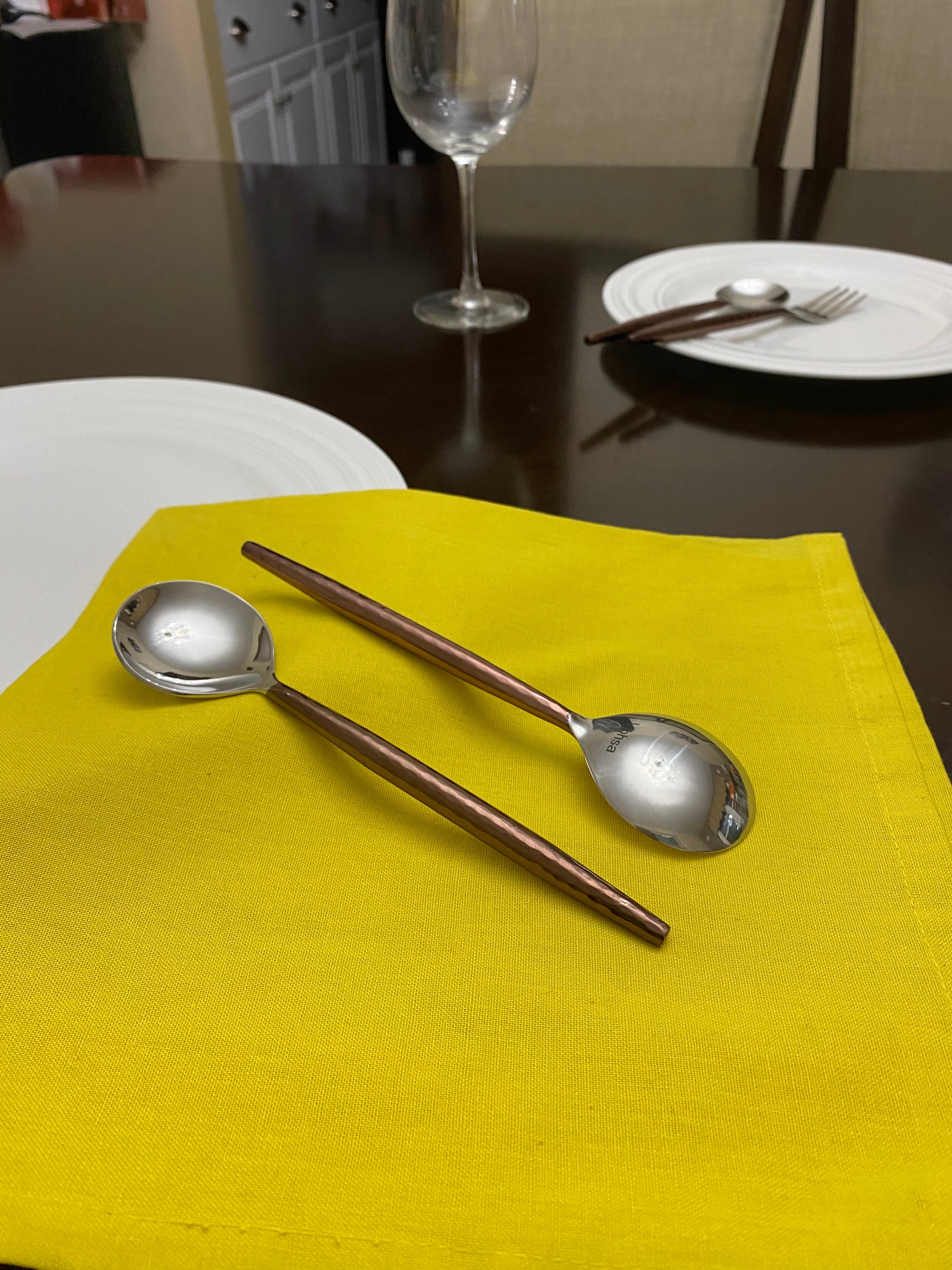 Stainless Steel Soup Spoons Set of 6 Pieces - Brown by Vibhsa