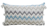 Chevron Throw Pillow 14x24 inches with braid and tassels on sofa