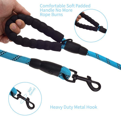 5 FT Thick Highly Reflective Dog Leash-Green