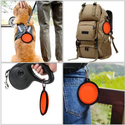 5" Portable and Foldable Small Dog Bowl-Orange set of 5
