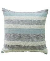Linden Street Handwoven Textured Stripe Decorative Pillow front and side views showing cotton dobby weave pattern and solid color back