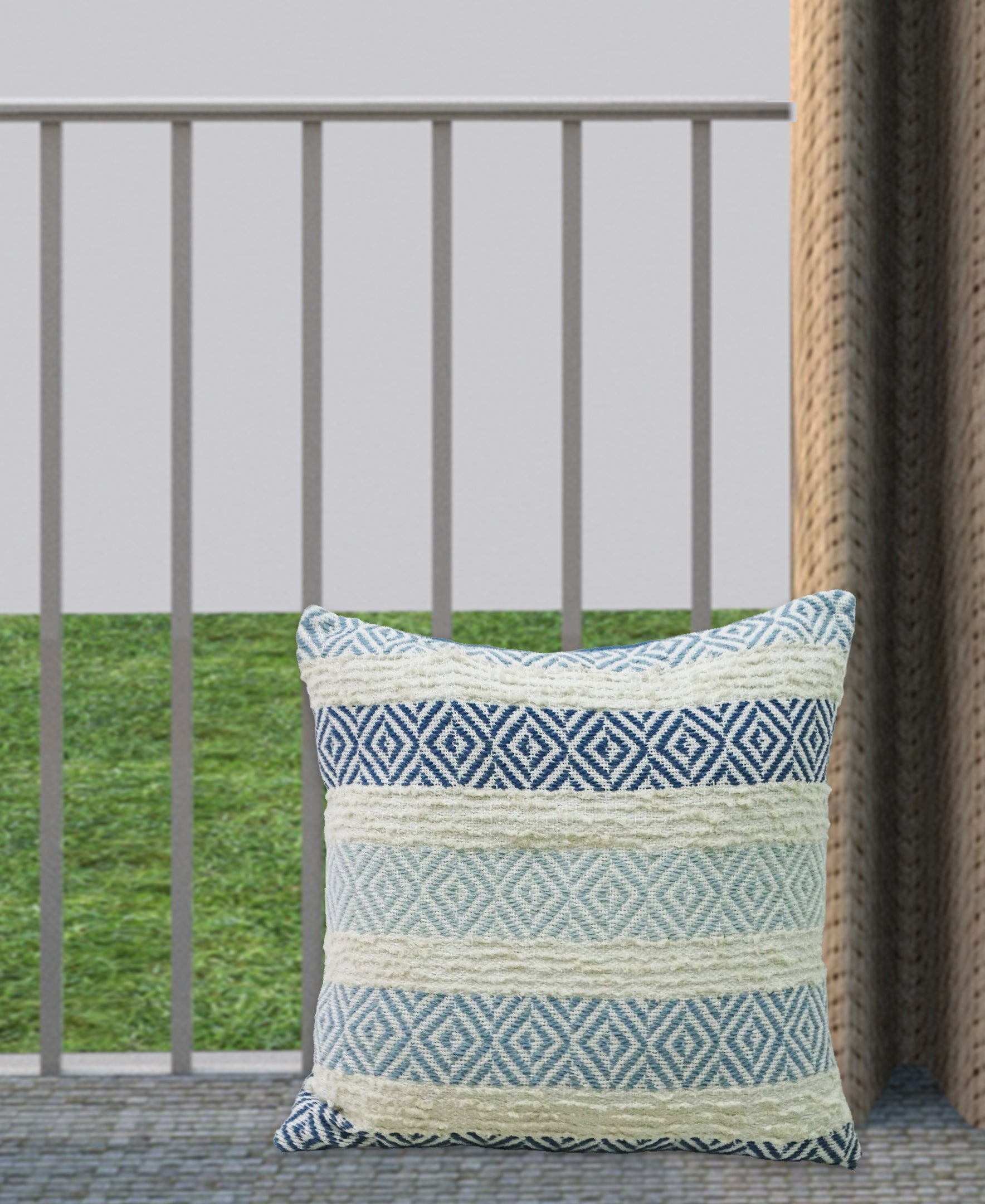 Linden Street Handwoven Weave Textured Stripe Pillow showing textured cotton dobby weave stripe pattern and solid color back