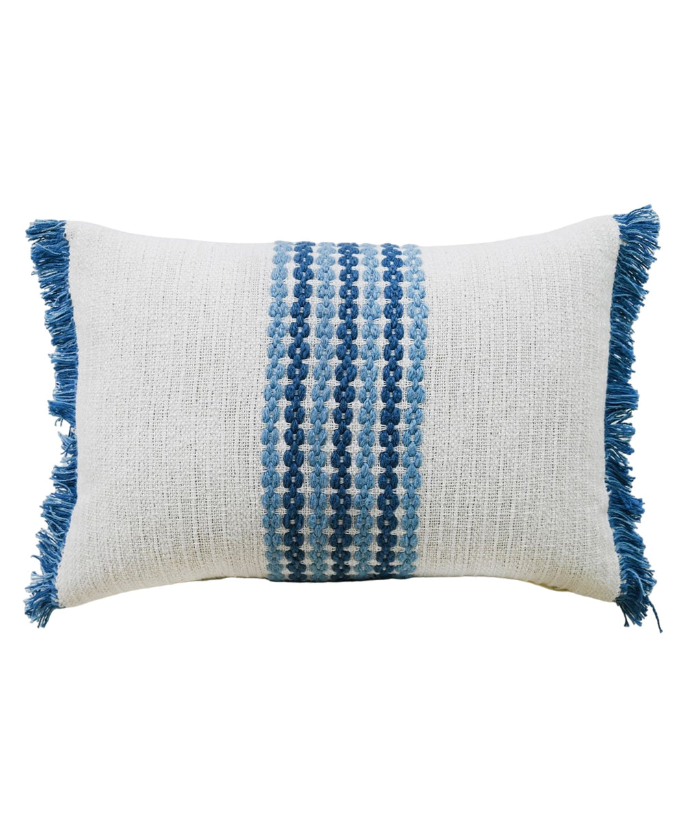 Vibhsa handloom woven decorative pillow with fringes, 14x20 inches