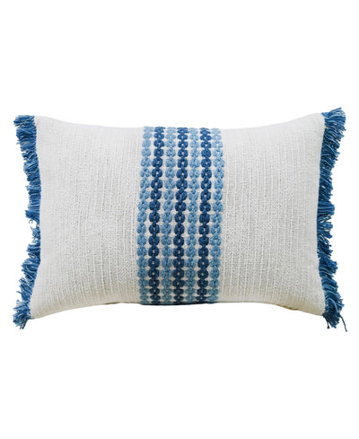 Vibhsa handloom woven decorative pillow with fringes, 14x20 inches