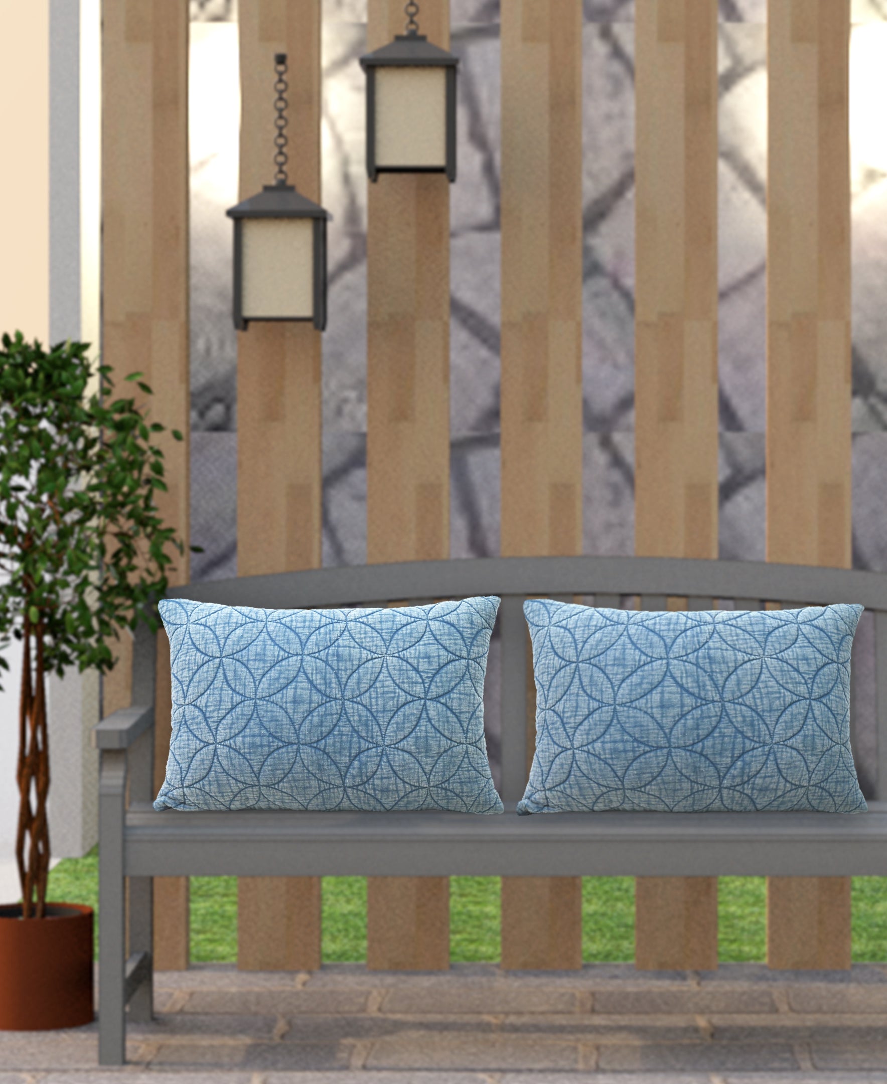 Textured Quilted Pattern Decorative Pillow, 14''X20'' by Vibhsa