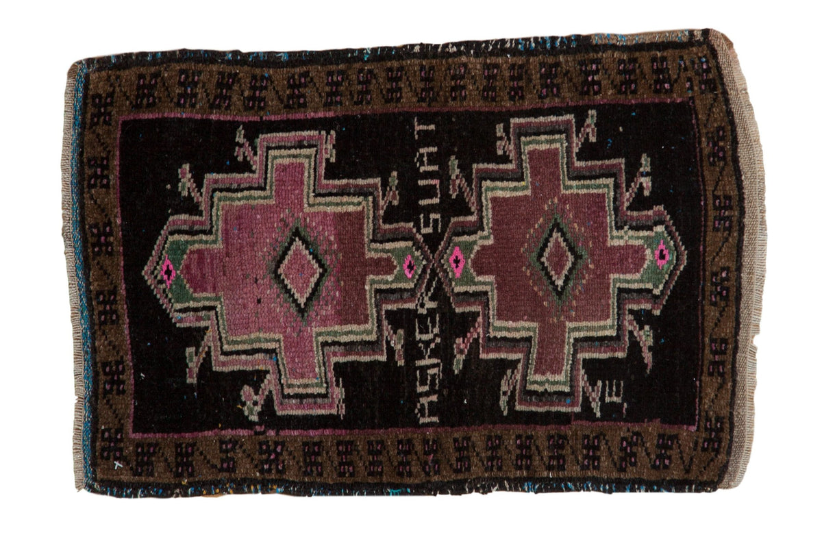 1.5x2.5 Vintage Distressed Oushak Rug Mat showing geometric medallion and floral motifs in muted tones