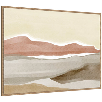 Framed canvas wall art titled Brown Hill by Nikita Jariwala, showing a natural brown hill landscape in a rustic natural beaded frame.