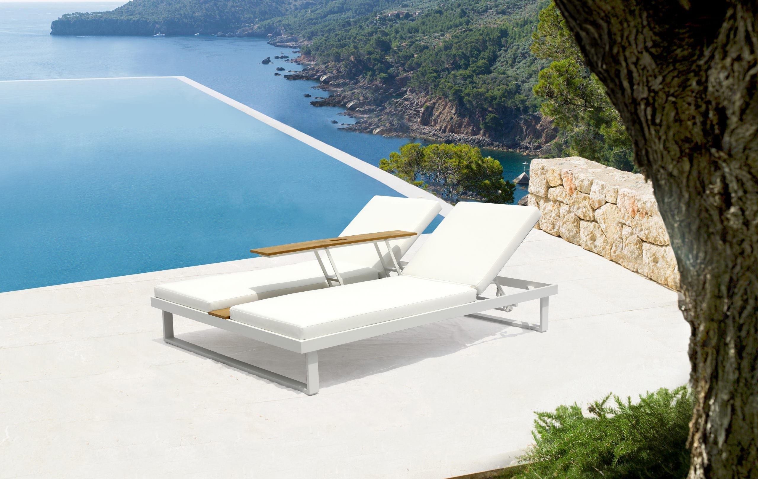 Sandy Outdoor Double Chaise detail image - Resin Society