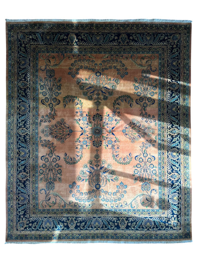 Hand-Knotted Indo-Sarouk Wool Rug – 8' x 10' – Peach Field by Rugistan - product image 5 for Resin Society