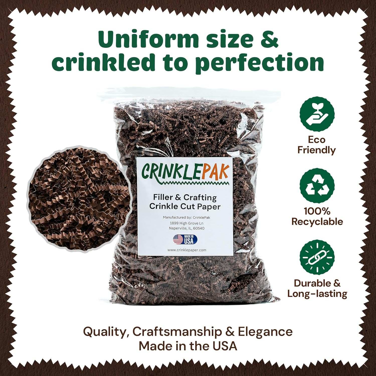 10LB Chocolate Crinkle Paper by CrinklePak - product image 3 for Resin Society