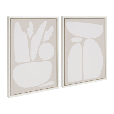 Sylvie Zen Botanical Rock Neutral Framed Canvas Set by kateandlaurel - product image 14 for Resin Society