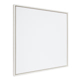 Square white canvas stretched and mounted in a thin white wooden frame, displayed at a slight angle on a white background.