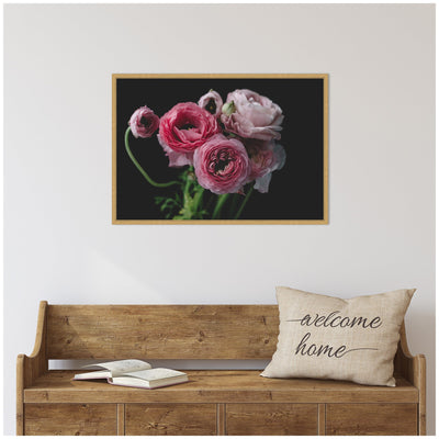 Sylvie Mood Dark Pink Ranunculus Flower Bouquet Framed Canvas by Kristy Campbell