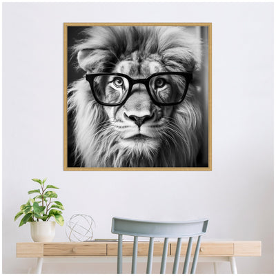 Sylvie Black and White Lion in Reading Glasses Framed Canvas by kateandlaurel - product image 10 for Resin Society