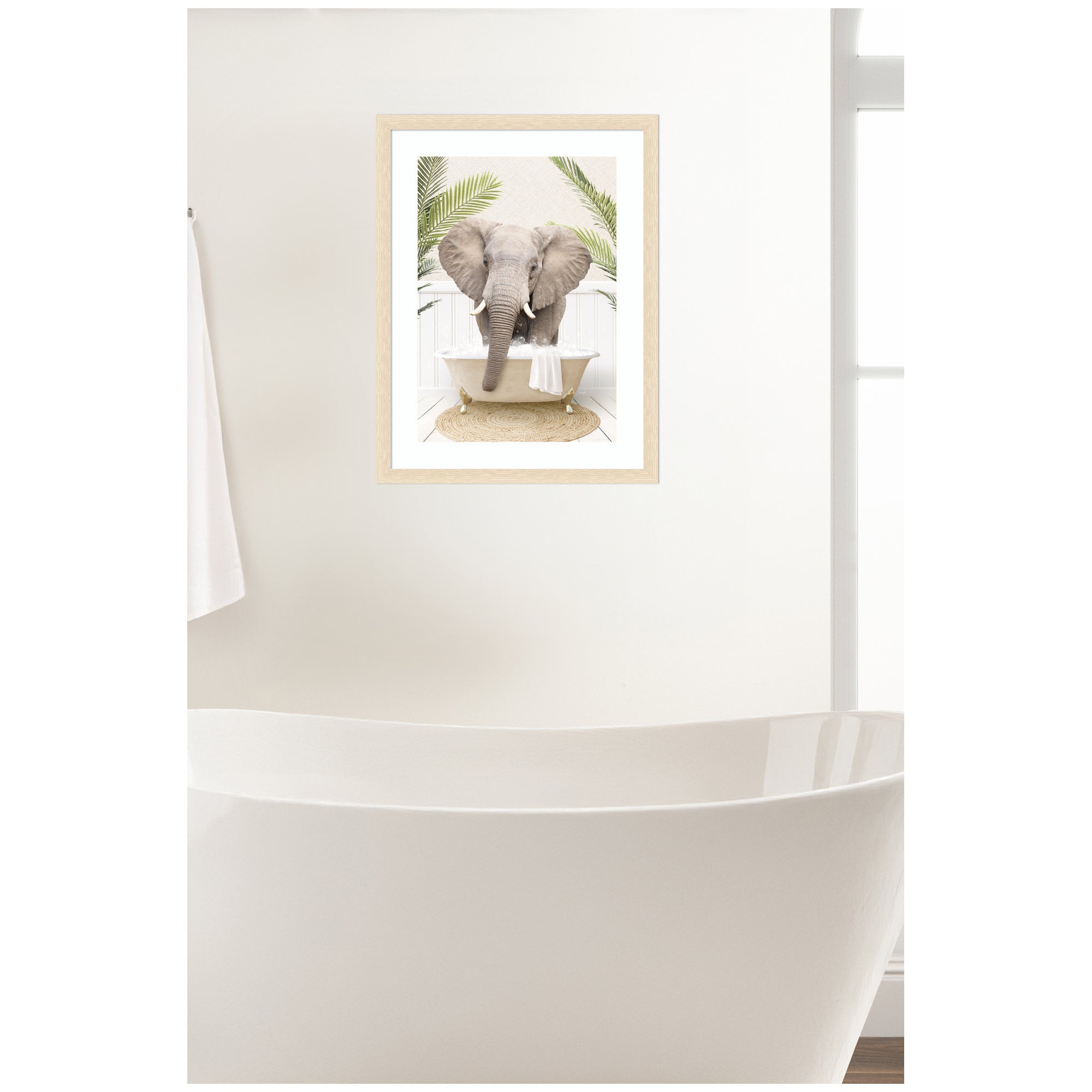 Elephant Front Palm Bathtub by Amy Peterson Framed Wall Art Print
