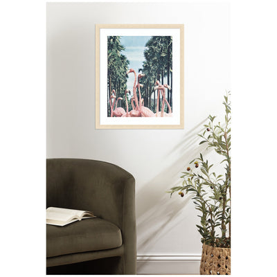 Framed Art Palm Trees and Flamingos by Sarah Eisenlohr