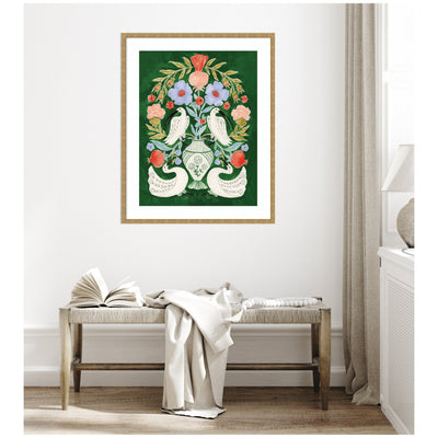 Floral Folklore Ibises and Swan by Jill Labieniec Framed Wall Art Print