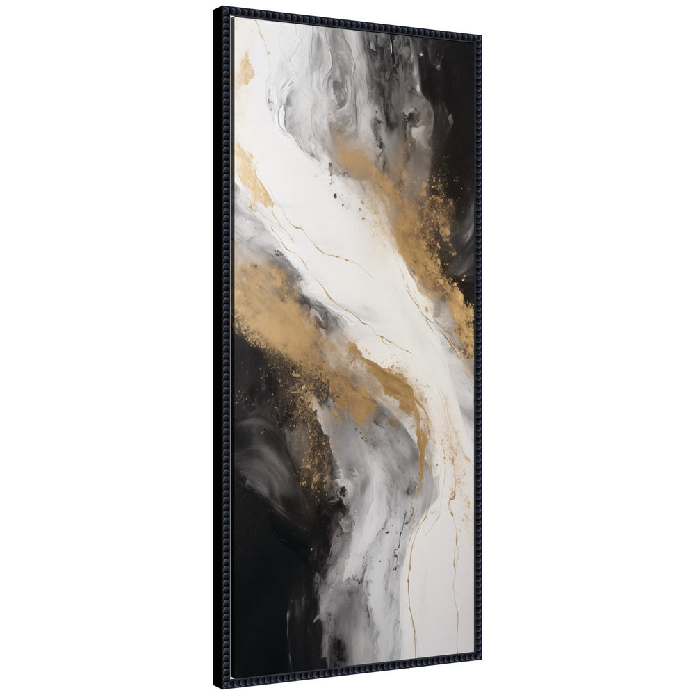Luxe Drift Modern Elegant Abstract framed canvas wall art print by The Creative Bunch Studio, showing an abstract composition in warm neutral tones in a beaded frame
