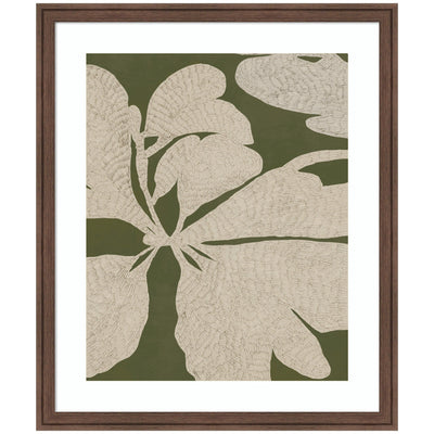 Leafy Whispers by Treechild framed wall art print hung on a room wall
