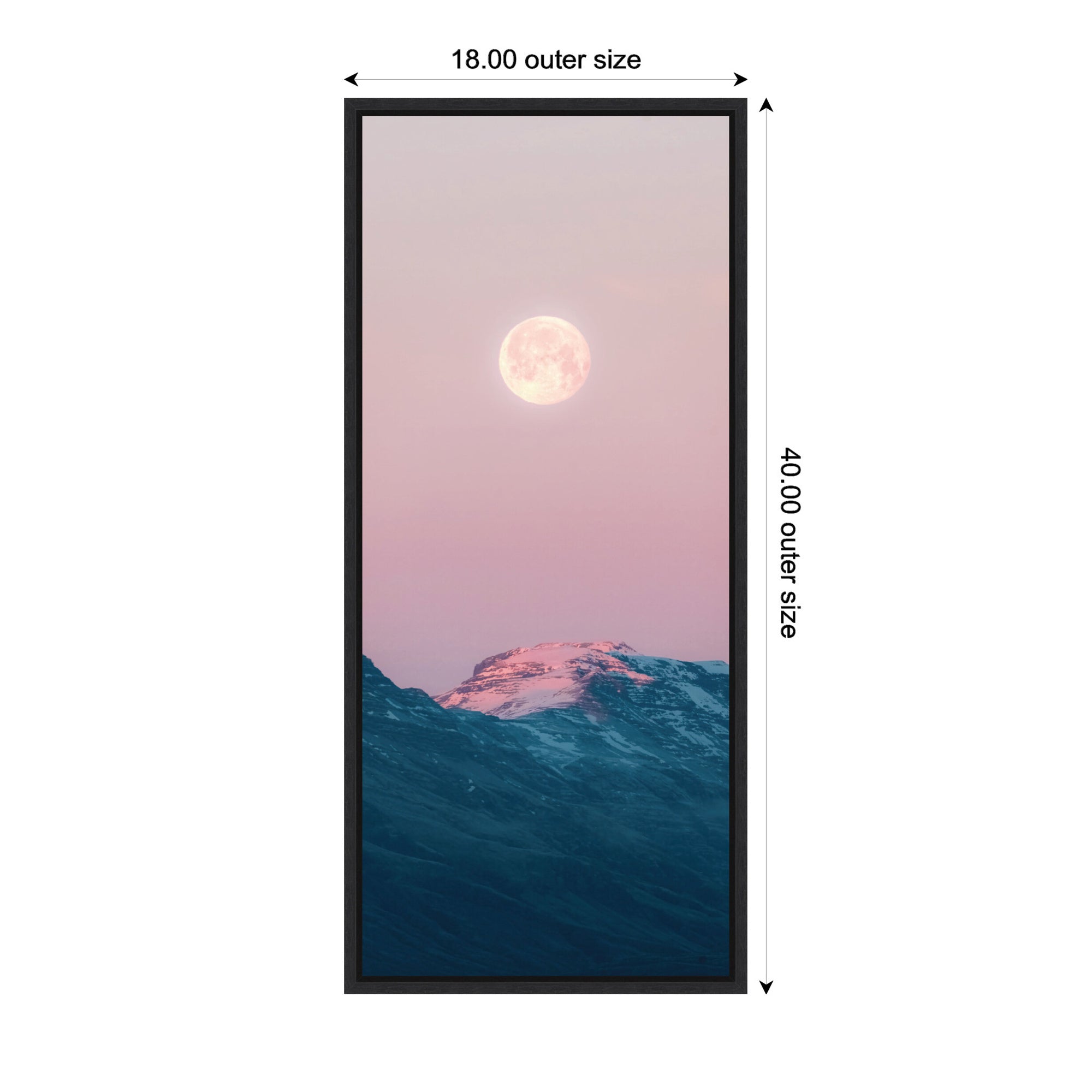 Sylvie Pastel Moonrise over Icelandic Mountains Framed Canvas by Michael Schauer
