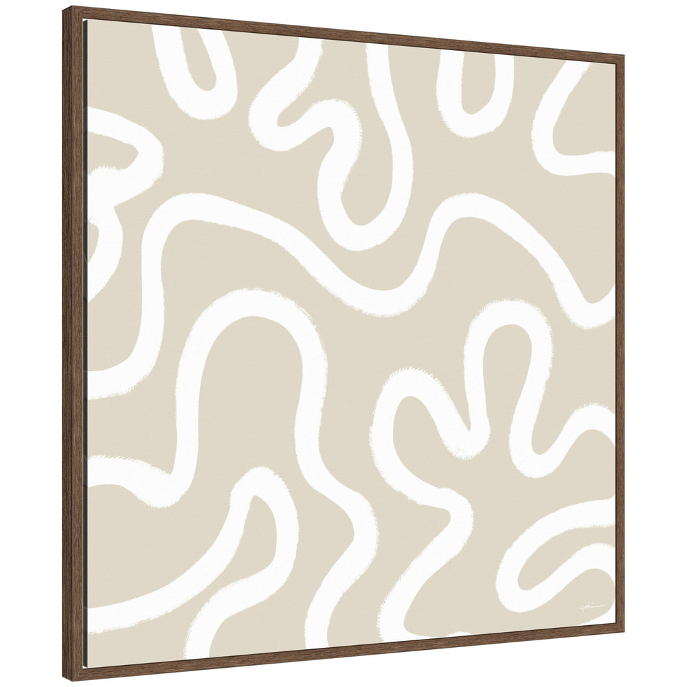 Organic Figures by Gabrielly Guedes framed canvas wall art in walnut brown frame