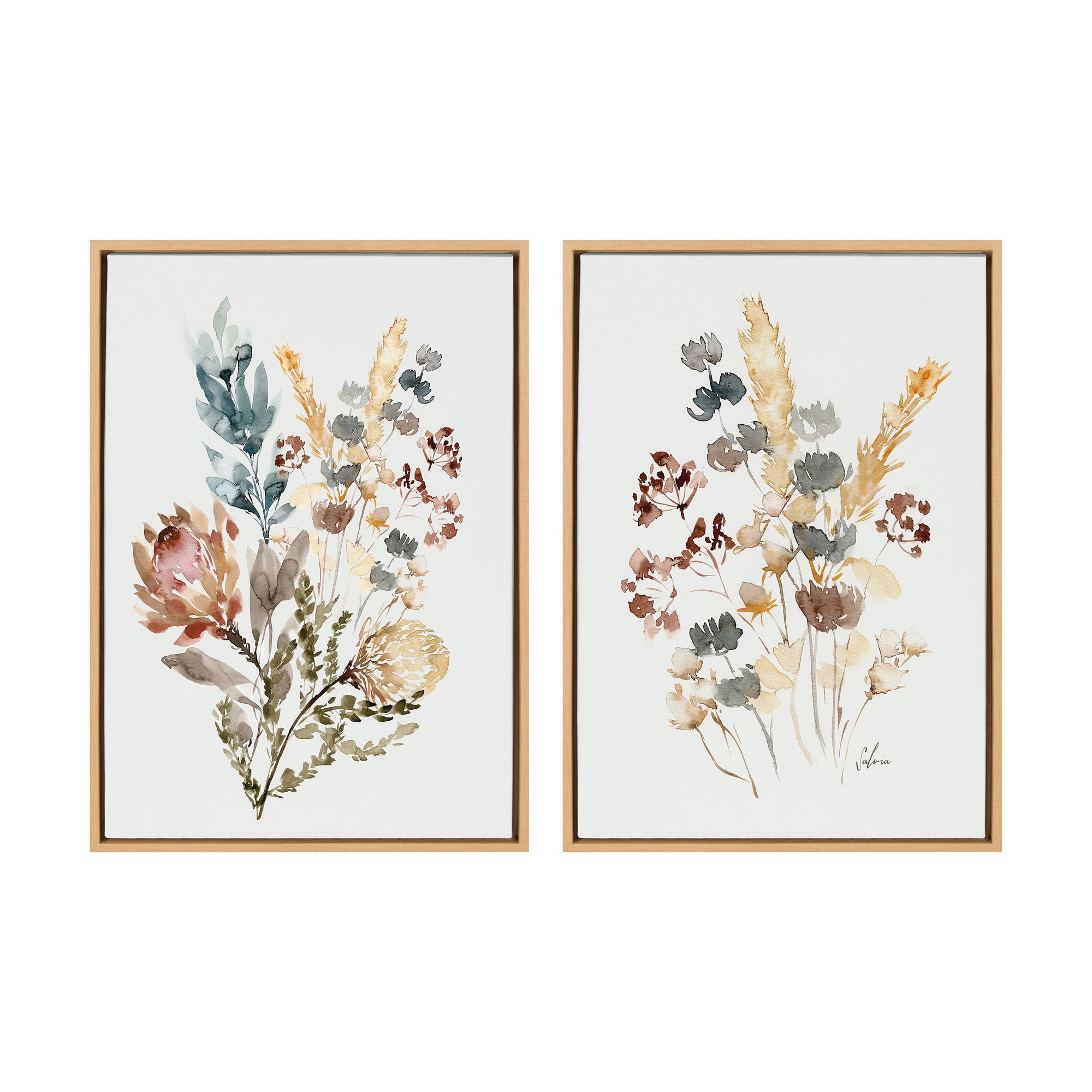 Sylvie Wildflower Bunch and Wild Salvia Framed Canvas Art Set by Sara Berrenson by kateandlaurel