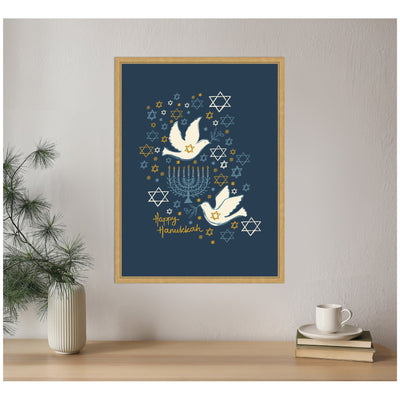 Sylvie Framed Canvas Love and Light Happy Hanukkah by Vicky Yorke