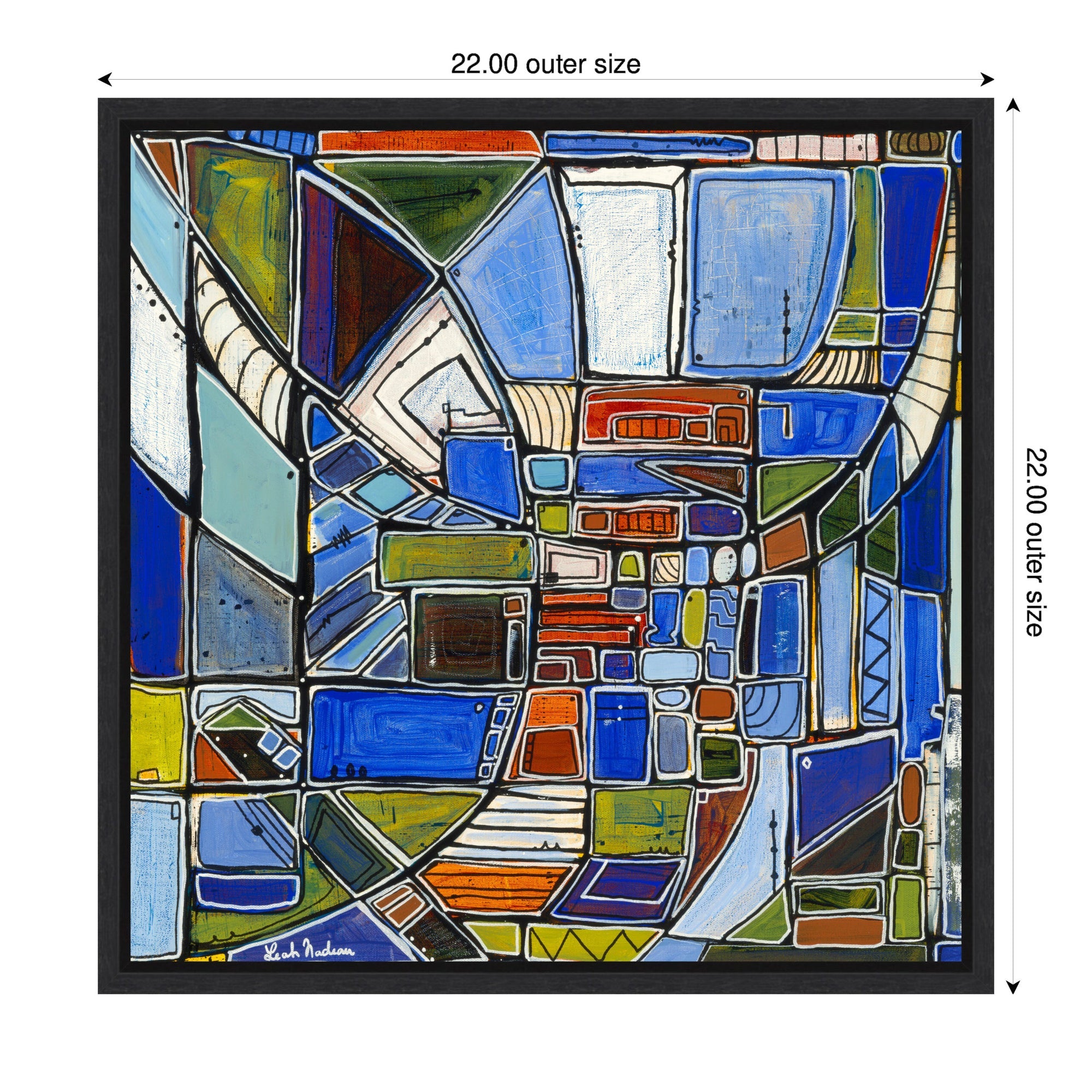Sylvie Retro Current Framed Canvas by Leah Nadeau
