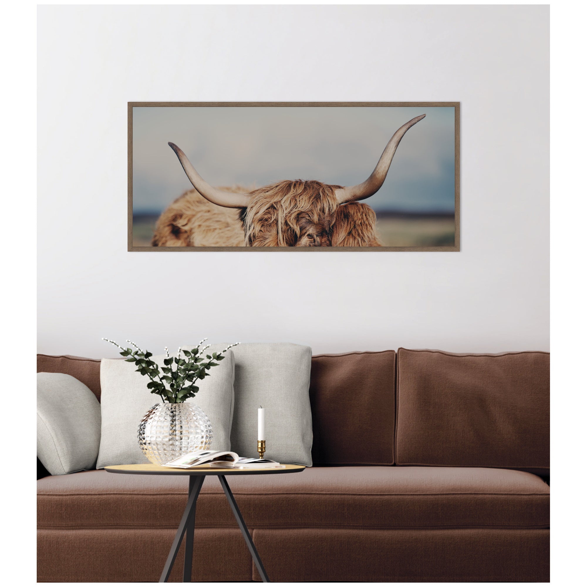 Highland Cow IX Close Panel by Laura Evans Framed Canvas Wall Art Print