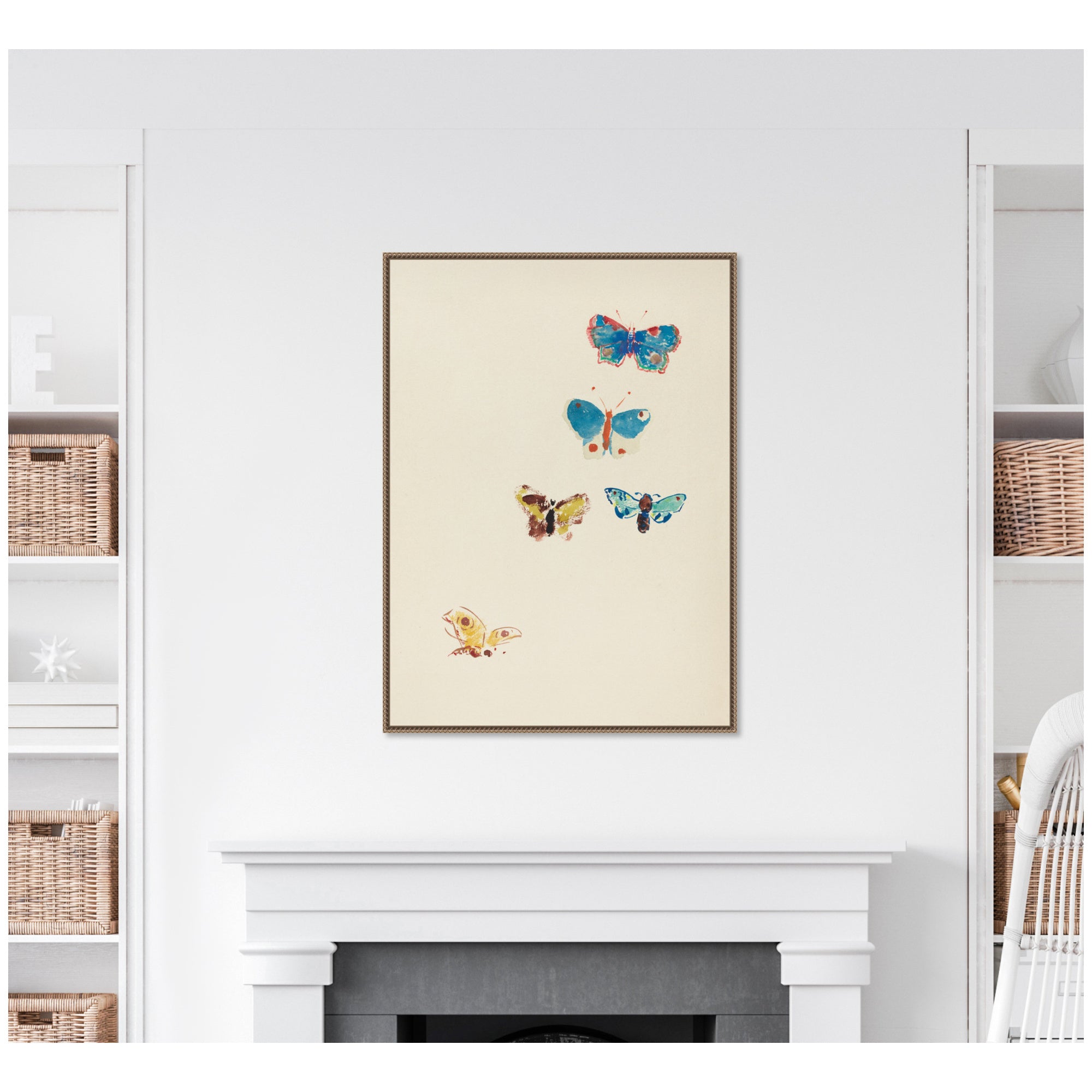 Five Butterflies 1912 Odilion Redon by Nostalgia Prints Framed Canvas Wall Art Print