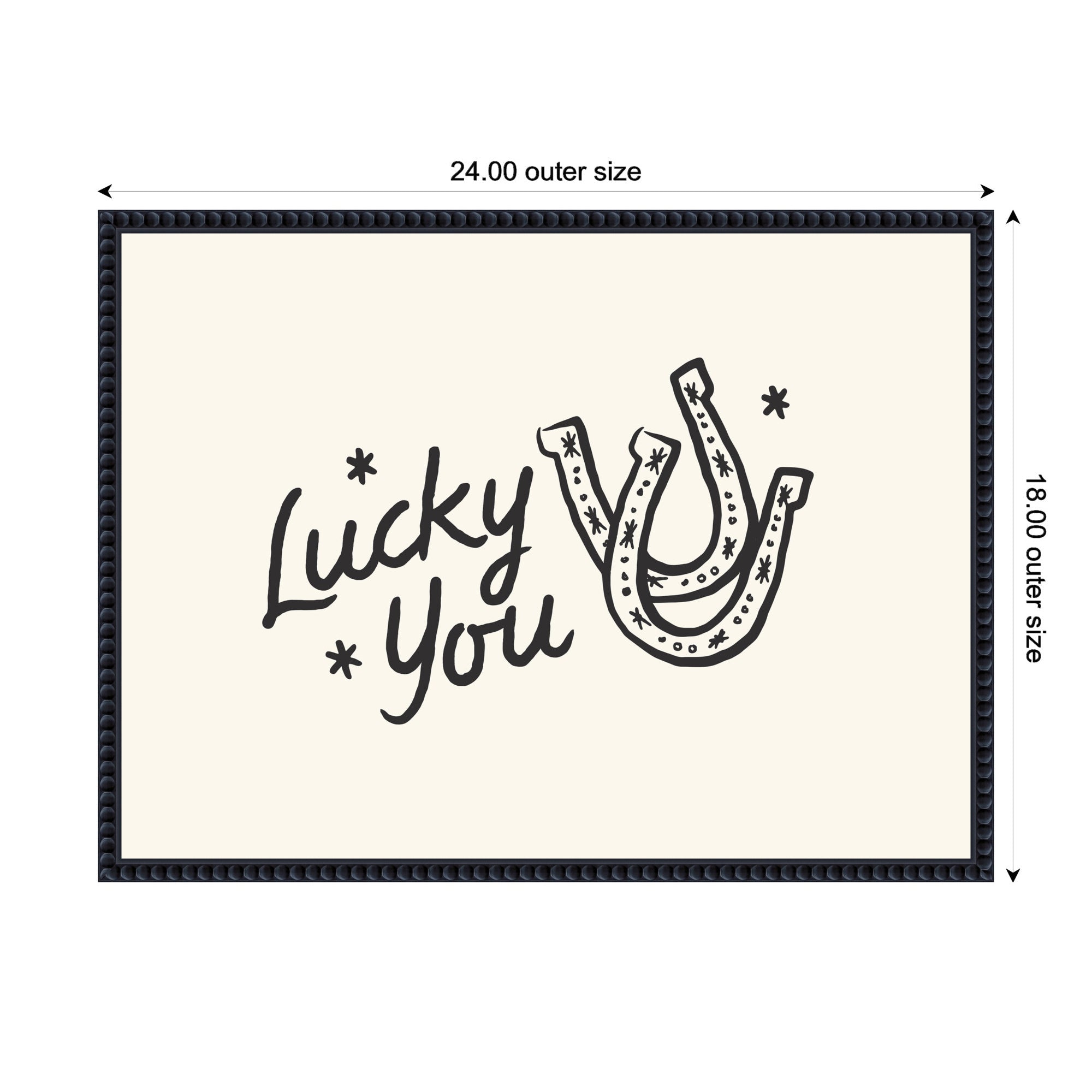 Lucky You Horseshoe Hand Drawn by Lucky Guava Framed Canvas Wall Art Print