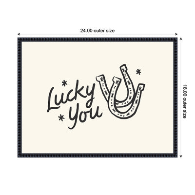Lucky You Horseshoe Hand Drawn by Lucky Guava Framed Canvas Wall Art Print
