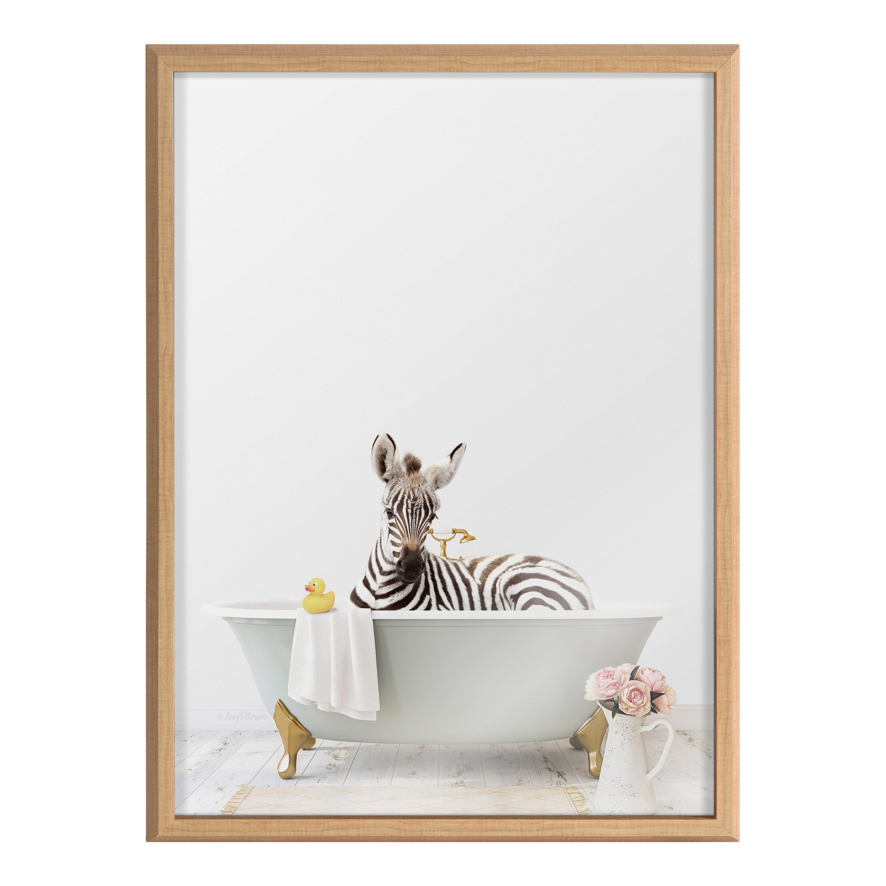 Blake Zebra Cottage Bathroom Framed Printed Glass by kateandlaurel - product image 2 for Resin Society